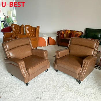 U-הכי קלאסי משובח בסלון כורסה הכיסא רהיטים אמריקאי בסגנון כפרי מלון יחיד ספה כסא