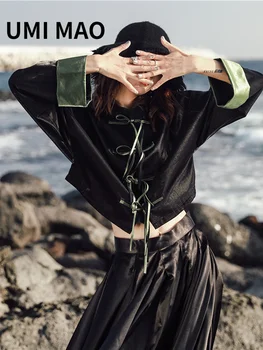 UMI מאו הסיני סגנון אבזם מעיל קצר של נשים סתיו חדש רופף ימאמוטו Yoji הרוח העליון רטרו Harajuku בגדי נשים