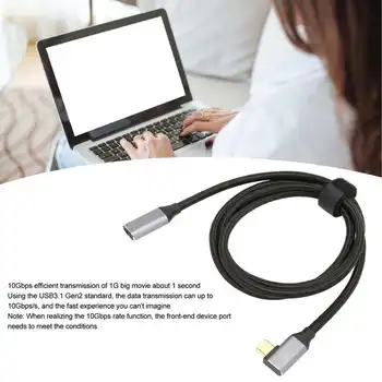 USB C ל-USB C 3.1 Gen 2 כבלים זווית ישרה 90 מעלות זכר ונקבה 100W 20V 5A טעינה 4K 60Hz מהירות גבוהה 10Gbps כבל חם