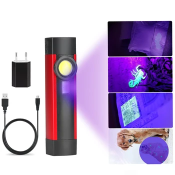 UV 365nm פנס LED אולטרה סגול אולטרה סגול בלתי נראה לפיד עם מגנט עבור חיית המחמד כתם ציד סמן סוללה 18650 מובנה