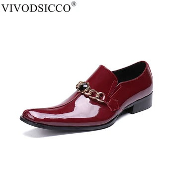 VIVODSICCO קלאסי עסקי עור נעלי גברים שחור Mens נעלי שמלה נצנצים נעלי חתונה מחודד בוהן זכר Zapatos Hombre