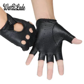 WarBLade אופנה שחור PU חצי אצבע נהיגה אימון כושר כפפות פאנק ג ' אז כפפות בלי אצבעות לנשים Luva Guantes