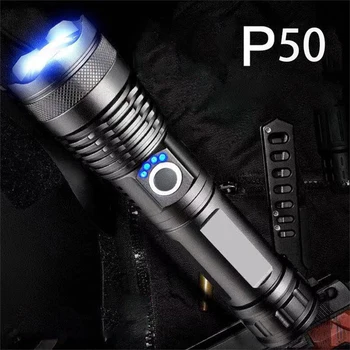 XHP50 פנס LED סופר מבריק Zoomable פנסים סגסוגת אלומיניום עמיד למים לפיד 18650/26650 נטענת פלאש אור