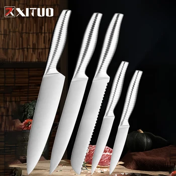 XITUO נירוסטה סכין מטבח, 1-5 חתיכת קבוצה, משק בית סכין שף, ירקות חיתוך הסכין, מדיח כלים בטוחים בישול הסכין