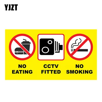 YJZT 16*9CM הרכב מדבקה אזהרה מונית המאמן האוטובוס לא לאכול ללא עישון טלוויזיה במעגל סגור