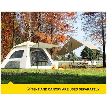 אוהל & ברזנט 2 ב 1 לצוץ אוהלים לקמפינג בהגדרה אוטומטית עמיד למים 4-6 משפחה אדם אוהל חיצוני החופה טיולי הליכה תרמילאות