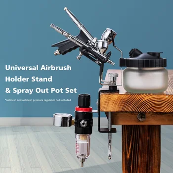 אוניברסלי Airbrush בעל לעמוד Airbrush ניקוי כלי שני-מברשת בעל מלחציים על שולחן עומד עם יוניברסל לרסס את הסיר להגדיר