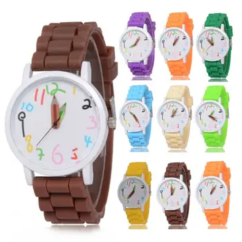 אופנה ילדים שעונים קריקטורה ספורט קוורץ שעון סיליקון רצועת שעון נשים שעון יד ילדה ילד השעון השעון
