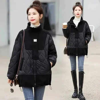 אופנה פיצוץ למטה כותנה בגדים נשיים 2023 החורף קוריאני גרסה טלאים חם מעובה נשי מעיל גאות מוצק צבע X4