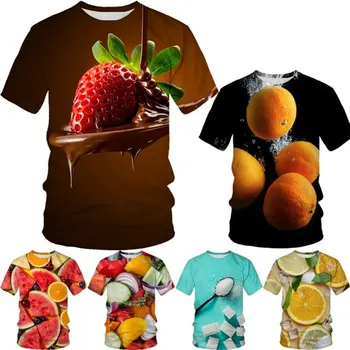 אופנה של גברים ונשים 3d חולצת תות לזייף כיף מזון Harajuku מזדמן היפ הופ זוג באיכות גבוהה שרוול קצר Shirt6XL