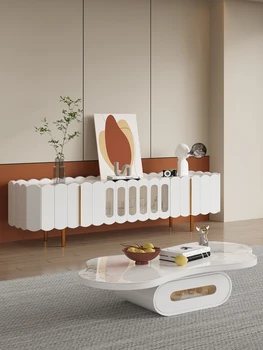 איטלקי מינימליסטי שמנת בסגנון תה שולחן אור פשוט בזבזני עיצוב הסלון רשת סלבריטי בסיבוב שולחן קפה