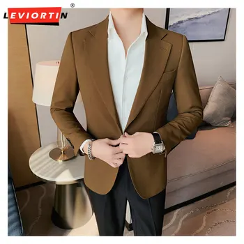 איכות גבוהה עסקית פורמלית ללבוש מעיל מעילים לגברים ביגוד 2023 שני כפתורים מקרית Slim Fit חליפת מעילים שמלת טוקסידו