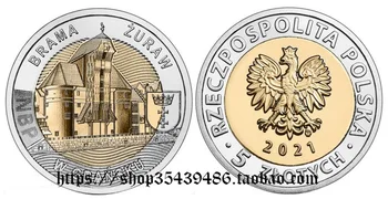 אירופה-פולין 2021 השער קריין בגדנסק 5 Zlotti שני צבעים Bimetal ההנצחה Coin100% מקורי