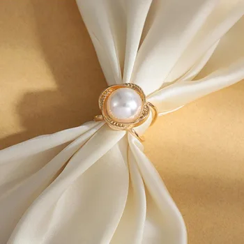 אליפסה סיכות פשוט קריסטל פרל סיכות צעיף טבעת קליפ צעיפים אטב צעיף המשי אבזם סיכה תכשיטים לחתונה Accessorie