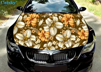 אמנותי פרח מכסה המנוע של מכונית לעטוף את המדבקה מדבקה ויניל צבע מלא גרפי מכסה המנוע של מכונית לעטוף את המדבקה מדבקה ויניל מכסה המנוע של מכונית סרט מגן