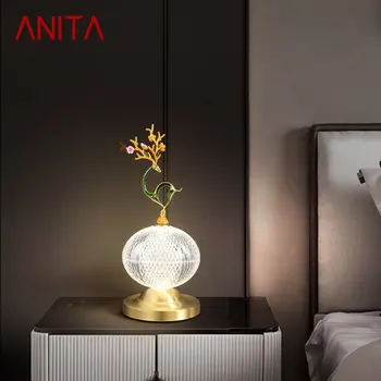 אניטה הסינית המודרנית מנורת שולחן יצירתי פשוט הוביל פליז שולחן אור על עיצוב הבית בסלון המלון ליד המיטה