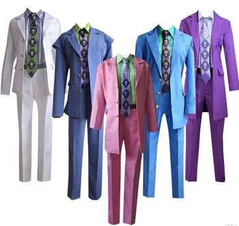 אנימה קירה Yoshikage תחפושות קוספליי כל דמות תלבושת בית הספר Mens החליפה 4PCS מעיל, חולצה מכנסיים, עניבה אמיתי של ליל כל הקדושים Outffit