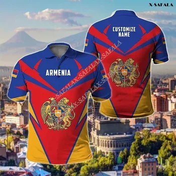 ארמניה דגל המעיל של נשק 3D מלא מודפס גברים Ventilat חולצת פולו, צווארון שרוול קצר ברחוב ללבוש מזדמנים, טי, עליון, חולצה