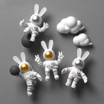 ארנב אסטרונאוט מקרר המגנטי מדבקה מגנט מדבקה קריקטורה שרף מגנט למקרר עם אביזרים 3D עיצוב הבית מזכרת