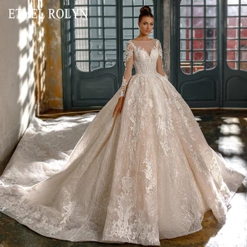 אתל ROLYN יוקרה שמלת נשף שמלות חתונה עבור נשים 2023 חרוזים תחרה, אפליקציות הנסיכה שמלת החתונה Vestidos דה נוביה