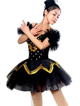 בנות בלט מקצועית טוטו לרקוד ללבוש בלט קלאסי טוטו בגדי ריקוד לנשים מבוגרים שחור אגם הברבורים בלט תחפושת
