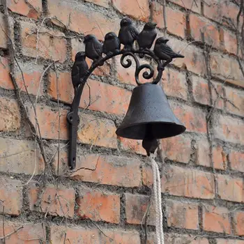 בציר ברזל יצוק ציפור צורת פעמון הדלת כפרי מתכת פעמון לדלת כניסה המרפסת התלויה על הקיר פעמון הדלת בחצר הגן Decors