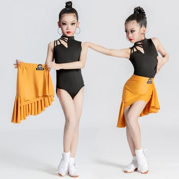 בקיץ ילדים הלטינית בגדי ריקוד בנות תחרות הכשרה בגדי הריקוד הלטיני ביצועים חצאית לפצל את החליפה