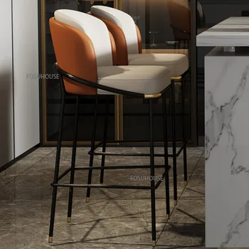 בר הכיסא משענת הרגליים גבוהות צואה מודרני מעצב ברזל יצוק בר כסאות נורדי ביתיים למטבח דלפק קבלה בר רהיטים