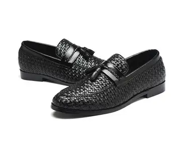 גברים מזדמנים נעלי אופנה נוער פופולרית נעליים סרוגות ציצית גאות נעלי אביב קיץ שחור עור PU גודל 37-48#