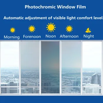 גוון חלון SUNICE 50*100/200/300/500cm מכונית כחולה הביתה גוון חלון זכוכית הסרט VLT 75%~20% Photochromic סרט קיץ UV מגן