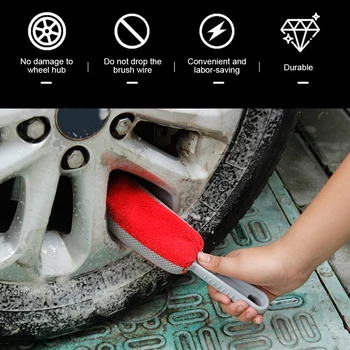 גלגל רכב רכזת שואב נייד הצמיג מנקה עם ידית פלסטיק רך עבור רכב ניקוי אופנוע על רכב אוטומטי כביסה