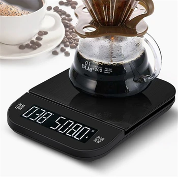 דיגיטלי היקף מטבח נייד קפה בטפטוף בקנה מידה עם שעון עצר אלקטרונית דיוק בקנה מידה גרם מים הוכחה LCD מאזניים אלקטרוניים