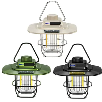 הוביל קמפינג מנורה בסגנון רטרו התלוי אוהל מנורה עמיד למים ניתן לעמעום אורות קמפינג לבנות סוללה אור חירום פנס חוצות