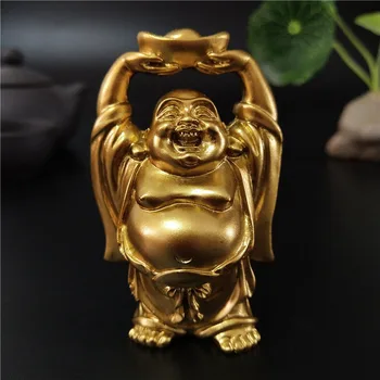 הזהב הסינית פנג שואי צוחק פסל בודהה קישוטי כסף בודהה מאיטריה גן הפסלים פסלונים לקישוט הבית