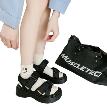 הלבן החדש של נשים גרביים מצויר פרצוף מחייך רקמה ספורט שרוול קצר חמוד תכליתי כותנה טהורה זיעה-absFree של משלוח