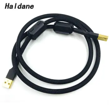 הלדן HIFI 4 ליבות יחיד קריסטל Copperr כבל USB DAC א-ב דיגיטלית USB 2.0 סוג A ל-B זכר כבל אודיו(שחור)
