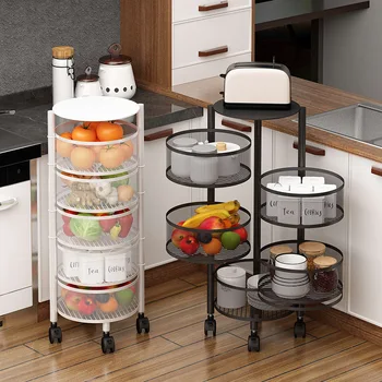 המטבח סל אחסון מדף קומה multi-layer rotatable עגולה ירקות פירות סל אחסון מדף הבית הארגון