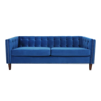 הספה קטיפה כחול כהה/ירוק הוליווד ריג ' נט יוקרה תראה 177x61x53CM הרהיטים בסלון[US-מניות]