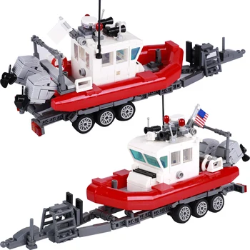 העיר אותנו בסירת מנוע דגם אבני הבניין הים זירת המכונית הובלה הספינה לבנים להרכבת צעצועי ילדים מתנה