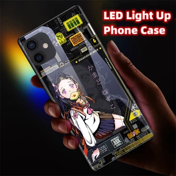 העליון קריקטורה אנימה לקרוא פלאש זורח טלפון כיסוי זוהר LED מקרה טלפון עבור iPhone 14 13 12 11 Pro מקס XR 7 8 פלוס SE2020