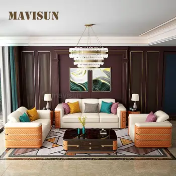 הפוסט-מודרנית עור מיטת ספה שילוב איטלקי הסלון יצירתי מותאם אישית פנאי כיסא הטרקלין ספה יוקרה וילה רהיטים