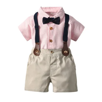 הקיץ התינוק בגדים מעצב בוטיק עם פסים ורוד חולצה + מכנסיים סטים בגדים הילד תלבושות פארטי בגדי ילדים בנים