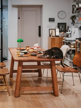 ואן הבית ריהוט Dundun שולחן אוכל מלא אוכל עץ מלא, שולחן נורדי rectangularJapanesecherry עץ גדול שולחן ארוך השולחן