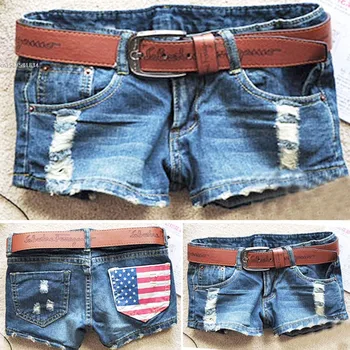 זרוק משלוח 2023 נשים חדש מכנסיים קצרים בקיץ אופנה סקיני נמוך המותניים סקסי מיני הדגל האמריקני ג ' ינס קצרים 51