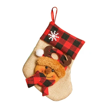 חג המולד גרב גרביים מצמר שלג סנטה איילים מתנה שקית הממתקים על עץ