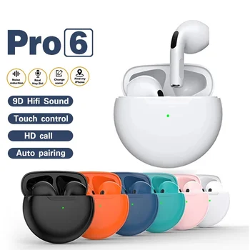חדש אוויר מקורי Pro 6 TWS אוזניות אלחוטיות Bluetooth 5.0 אוזניות סטריאו אוזניות עם מיקרופון טעינה תיבת ספורט מיני אוזניות