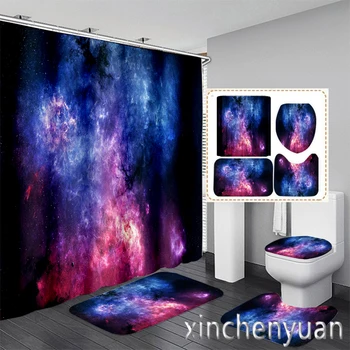 חדש הדפסת 3D כוכב גלקסי היקום וילון מקלחת עמיד למים שירותים וילון אנטי להחליק שטיח האמבטיה ערכת שירותים שטיחים השטיח VR27
