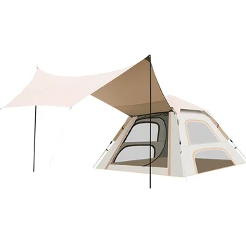 חדש קמפינג תחת כיפת השמיים האוהל עם השמש מחסה מהר לפתוח אוטומטית את האוהל עמיד למים, קרם הגנה מסיבה משפחתית גדולה בחלל האוהל.