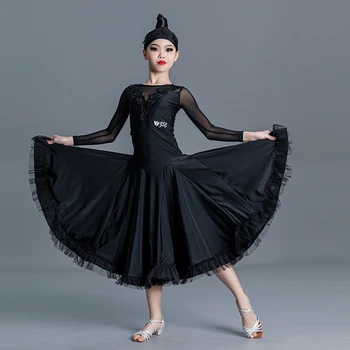 חדש ריקודים סלוניים השמלה האפרו בנות שרוול ארוך גדול להניף את השמלה ביצועים תחפושת לאומי רגיל מחול מודרני ללבוש DN15235