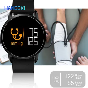 חדש רצועת עור עמיד למים שעון דיגיטלי גברים, נשים, לחץ דם ספורט שעון אלקטרוני זכר Bluetooth שעה שעון חכם-שעון